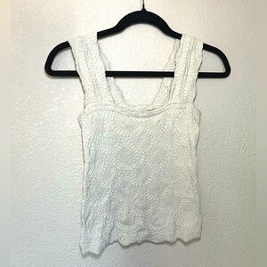 White scalloped detail tank top